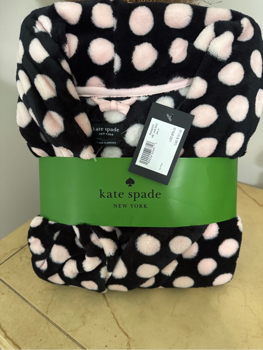 KATE SPADE LONG SLEEVE SHORT ROBE MEDIUM NWT